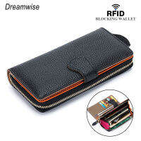 HOT”Dreamwise RFID Anti-Theft แปรงยาวกระเป๋าสตางค์ผู้หญิง2021ใหม่จริงนุ่มกระเป๋าคลัตช์หนังวัวกระเป๋าเงินหญิงที่ปิดช่องใส่การ์ดกระเป๋าศัพท์