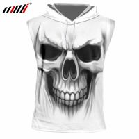 hot【DT】 UJWI tank top Men Print Horrible Sleeveless Hooded vest Homme Hip Hop Punk Cap Hoodies Pullovers 6XL