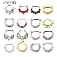 AOEDEJ 16g Crystal Nose Piercing Ring Septum Clicker Piercing Body Jewelry Real Piercing Nose Septum  Nariz Piercings Tragus Body jewellery