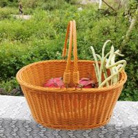 [COD] Imitation rattan hand-woven basket storage shopping vegetable bread fruit portable out picnic