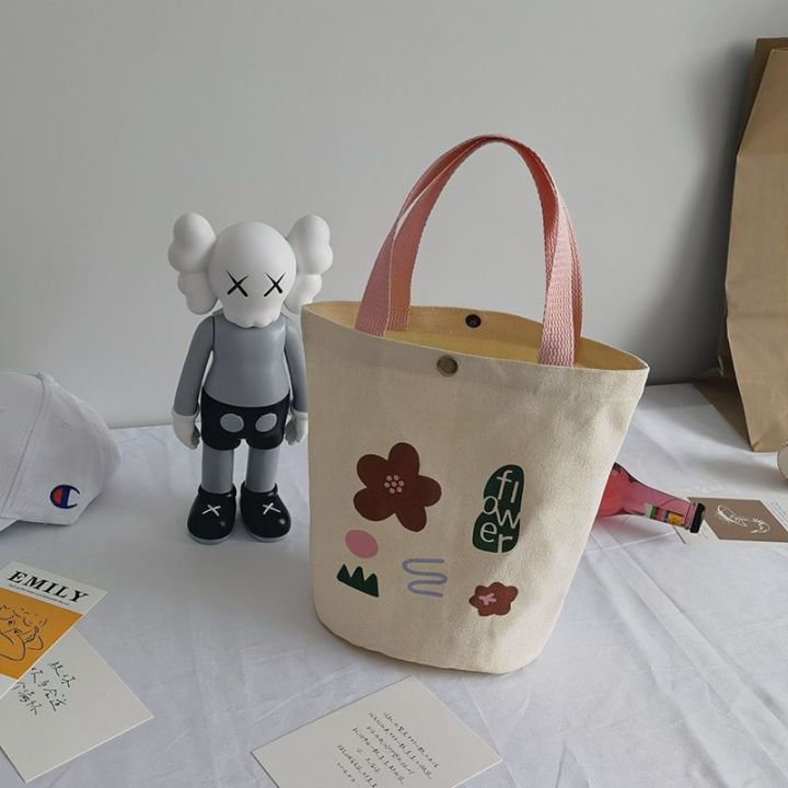 กระเป๋าถือ-ผ้าแคนวาส-ทรงบักเก็ต-ขนาดเล็ก-สไตล์เกาหลี-สําหรับผู้หญิง