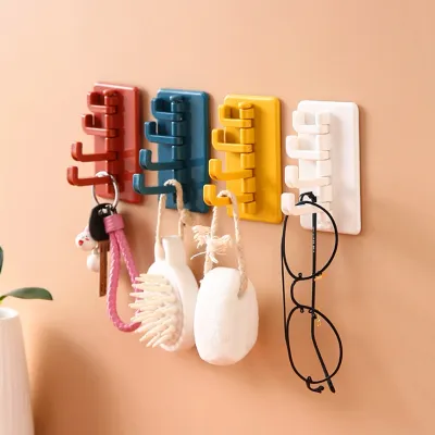 Multifunctional Bathroom Hook Without Perforation Traceless Hanger Rotating Hook Powerful 4 Branch Rotating Hook Kitchen Storage