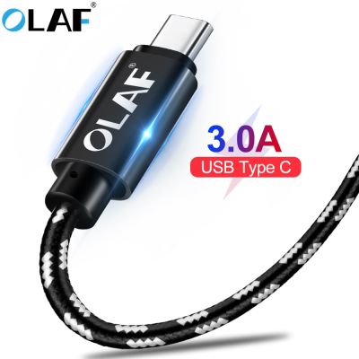 OLAF สาย USB ชนิด C 3A ชาร์จได้อย่างรวดเร็ว,S10สายสำหรับซัมซุง USB S9 S8 Note 9 8 Huawei Xiaomi Mi6 Mi Mi9 USB C สายดาต้า