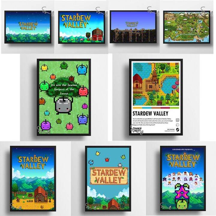 Stardew Valley วิดีโอเกมโปสเตอร์ผ้าใบพิมพ์เกมดิจิตอลตกแต่งผนังผนังศิลปะ ...