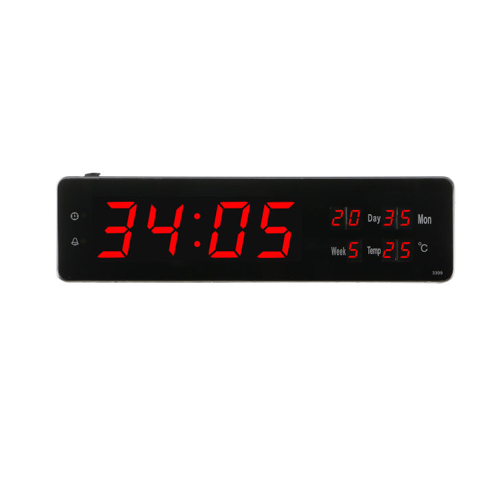 bring2home-นาฬิกาดิจิตอล-led-แขวนติดผนัง-number-clock-แขวนผนัง-รุ่น-3309-ขนาด-33-5x9x3cm-ตัวเลขสีแดง