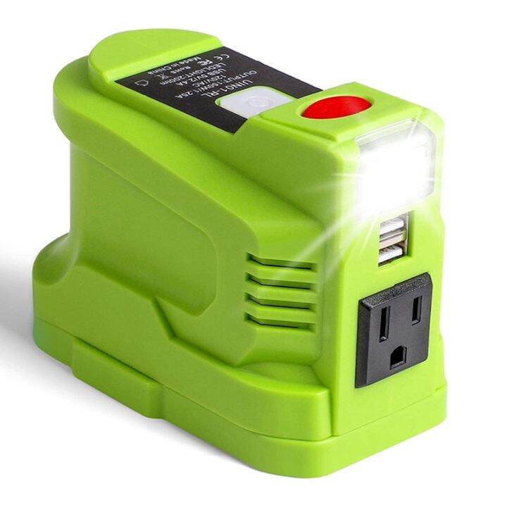 150W Powered Inverter Generator Portable Power Station with Dual USB LED Light for Ryobi 18V