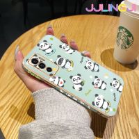 Jlingji เคสสำหรับ Vivo V23e 5G เคส Y75 V23E ลายหมีแพนด้าซุกซนกรอบสี่เหลี่ยมใหม่เคสเคสมือถือซิลิกาเจลกันกระแทกรวมทุกอย่างฝาครอบป้องกันเลนส์กล้องถ่ายรูป