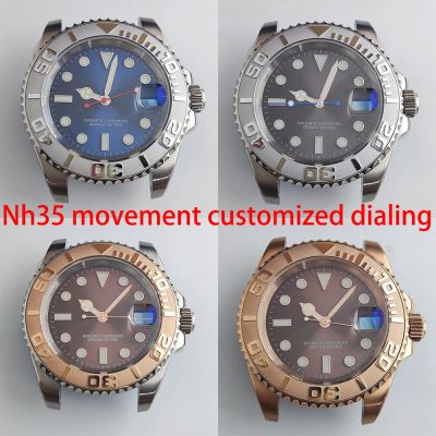 40Mm Case Nh35 Movement Case Sapphire Glass Lens With Calendar Luminous Mens Watch Accessories 904 Stainless Steel Custom Logo