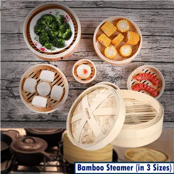 Chinese Traditional Kitchen Tool Bamboo Steamer Basket for Food Cooking  21cm