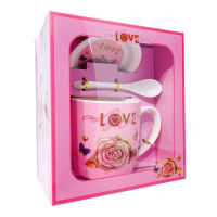 Love &amp; Rose แก้วมัค พร้อมช้อน และฝาปิด (GM-1348)