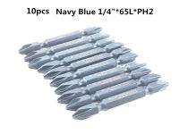 10Pcs 14 "Navy-Blue Double-Bit Set Magnetic Electric ไขควง Bits ความยาว PH2 65Mm Power Tools