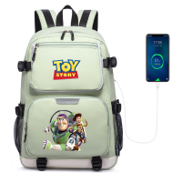 Buzz Lightyear ชายหญิงวัยรุ่นกระเป๋านักเรียนโรงเรียน Mochila ผู้ชายผู้หญิง USB ชาร์จแล็ปท็อปเป้เดินทาง