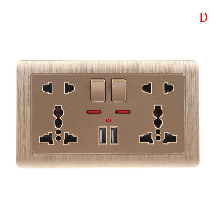 Wall Power Socket Universal 5 Hole 2.1A Dual USB Charger Port Socket