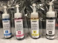 Epson หมึกเติม หมึกแท้ หมึกพิมพ์ สำหรับ L100 L110 L120 L200 L210 L220 L300 L310 L350 L355 L365 L455 L550 L555 L565 L1300 (1 ชุด 4 ขวด ขวดละ 40มล.)