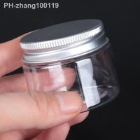 30-250ML Plastic Transparent Empty Jar with Screw Thread Aluminum Tin Cap Lip Balm Cosmetic Container Refillable Cans Bottles