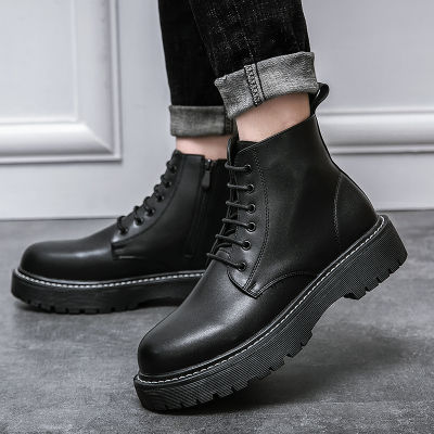 New Autumn Winter Mens Platform Boots Classic Black Street Style Casual Men Shoes Thick Bottom Man Martin Boots botas hombre