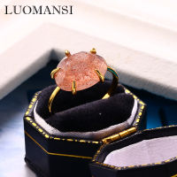 Luomansi S925 Silver Natural Strawberry Quartz Girls Ring High Jewelry LO Style Party Birthday Gift