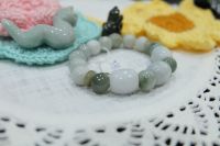 สร้อยข้อมือหินหยกมงคล แถมพระพิฆเนศ สร้อยข้อมือหยกพม่า ข้อมือหินมงคล Jade Jadeite bangle bracelet - หยกขาวกรีนถังเบียร์16cmแถมพระพิฆเนศ