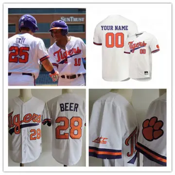 Clemson Tigers Jersey Custom Baseball Name and Number NCAA College White