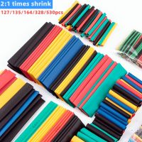 127/135/164/328/530 PCS 2:1 Shrinkable Insulation Heat Shrinkable Tube Wire and Cable Data Cable Protective Cover Electronic DIY