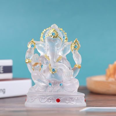 Ganesh Hindu Elephant God of Success Statue Resin Transparent Figurine Ornament