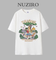 NUZIRO เสื้อยืดแขนสั้นโรแมนติกทรงหลวมผ้าคอตตอนสไตล์เกาหลีสำหรับผู้หญิงจากร้าน