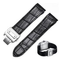 สายนาฬิกาหนังคุณภาพสูงเหมาะสำหรับ Cartier Santos Strap Santos 100 Men 39; S And Women 39; S Folding Buckle Strap 20Mm 23Mm