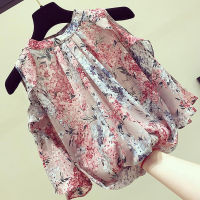 HerStore Women Chiffon Blouse Fashion Short Sleeve Peplum Tops Lady Floral Shirt Puls Size Printed Blouse Round Neck Blouse