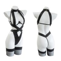 〖Gesh department store〗Game NieR Automata 2B Cosplay Costume Black Bandage Lingerie Hollow Out Women Halter Bodysuit One Pieces Pajamas Drop Ship