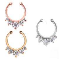 2019 Hot Selling Cheap Sale New Arrive Fake Septum Clicker Nose Ring Rhinestone Non Piercing Clip On Jewelry Men 3 colors