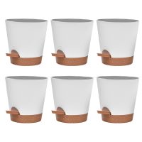 Plant Pots Plastic 6 Inch Self Watering Planters with Drainage Hole, Planters for All House Plants, Succulents,Snake Plant 5Pcs