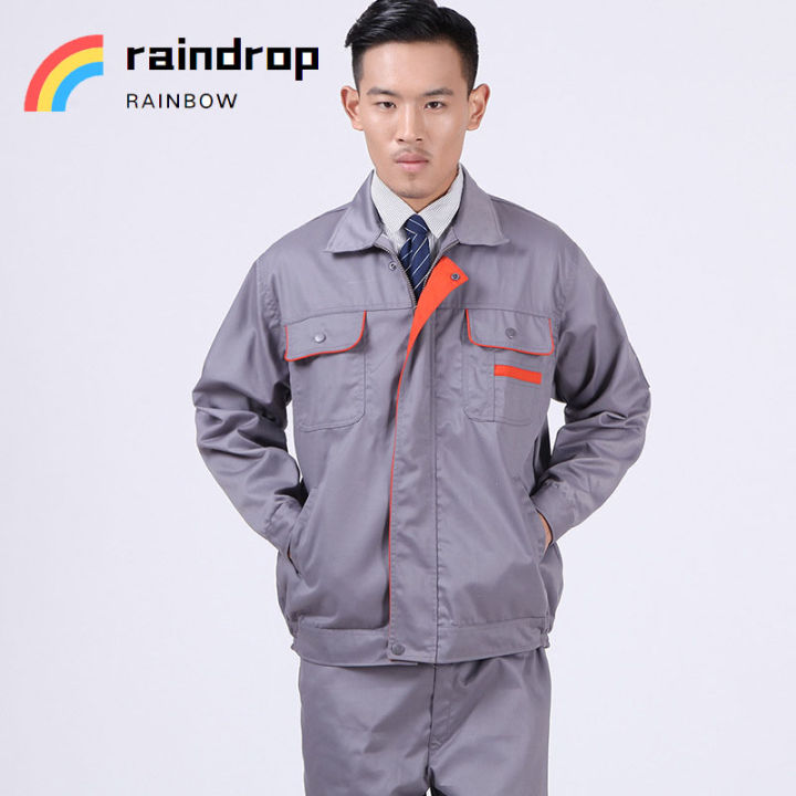 raindrop-workwear-ชุดช่าง-ผ้าโพลีเอสเตอร์ใส่สบายบางเบา-มีแถบสะท้อนแสง-หน้าหลัง-ซักได้สีไม่ตก-เนื้อผ้าใส่สบายไม่ร้อน