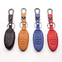 ✧❇♨ Leather Car Key Cover Keychain Smart 3 Button for Nissan Infiniti Almeria Juke Maxima Altima Murano Pathfinder Rogue Versa 3BTN