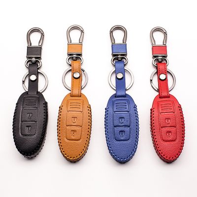 ◙₪ Leather Car Key Cover Keychain Smart 3 Button for Nissan Infiniti Almeria Juke Maxima Altima Murano Pathfinder Rogue Versa 3BTN