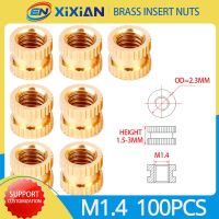 50/100pcs M1.4 Brass Insert Nut Screw Bolt Hot Melt Knurled Thread Embedment Heat Double Twill Embed Copper Inserts for Phone Nails  Screws Fasteners