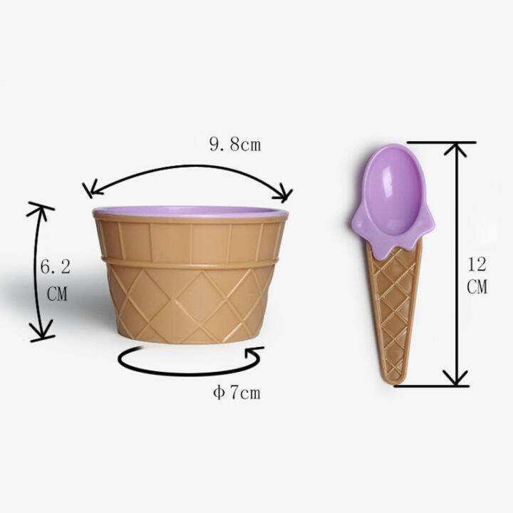 p5u7-1เซ็ต-diy-เด็กไอศครีมน่ารักชามขนมทนทานของขวัญเด็กชามช้อนชุดไอศครีมเครื่องมือไอศครีมชาม-ช้อน