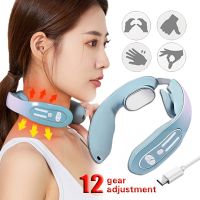 ZZOOI Electric Pulse Ems Portable Neck Massager Cervical Muscular Massage Relax Pain Relief Hot Heater Instrument Personal Health Care