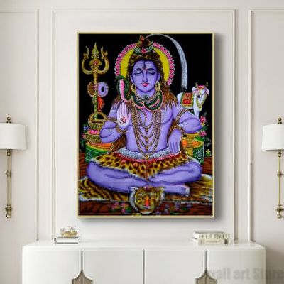 พระอิศวร Parvati โปสเตอร์อินเดียศาสนาศิลปะผ้าใบภาพวาด Vishnu พิมพ์ภาพผนังห้องนั่งเล่นตกแต่งบ้าน Frameless Painting