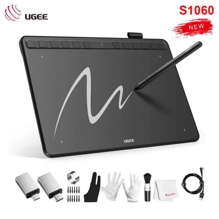 yf-ugee-s1060-graphics-digital-drawing-tablet-with-passive-stylus-8192-levels-pressure-12-express-keys-for-online-teaching