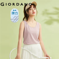 GIORDANO Women T-Shirts Solid Color Stretch Slim Simple Basic Tank Tops Summer Breathable Crewneck Casual Tank Tops 05323250