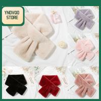 YNDVQO STORE ข้น ตุ๊กตาขนกระต่ายเทียม ผ้าคลุมไหล่ ผ้าพันคอ คออุ่น ผ้าพันคอข้าม สีทึบ