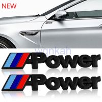 High quality 2PCS/set Power Motorsport Small Metal Logo Car Sticker Rear Trunk Emblem Grill Badge for BMW E46 E30 M3 M5 X1 X3 X5 X6