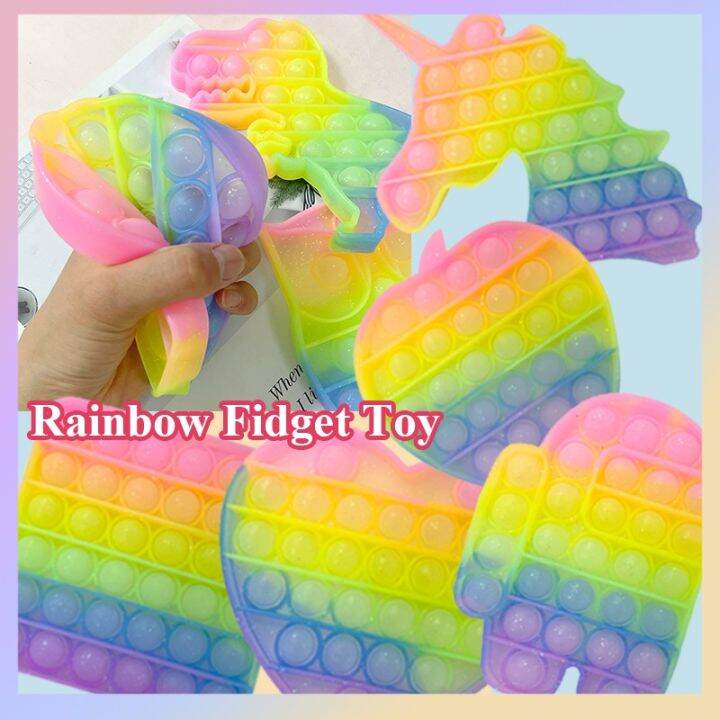 2021 New Rainbow Unicorn Pop it Fidget Toy Among Us Pop Push bubble