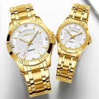 CHENXI Creative Couple Watches Classic Delicate Rhinestone Watch Fashion Luxury Gold Stainless Steel Men&amp;Women Quartz Wristwatch