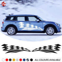 2X Checkered Flag จัดแต่งทรงผมรถประตูด้านข้าง Stripes Body ไวนิล Decal สำหรับ MINI Cooper S Clubman F54 One JCW อุปกรณ์เสริม