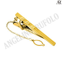 ANGELINO RUFOLO Tie Clip ดีไซน์ Triple Line เข็มหนีบเนคไทโรเดียมคุณภาพเยี่ยม สีทอง / สีเงิน