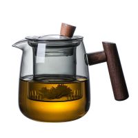 480ML Teapot HMLOVE Glass Teapot Wood Handle Chinese Tea Ceremony Transparent Teawear Set Cup Filter High Boron Silicon Janpanese Pot 480ML