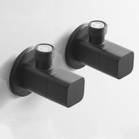 【YF】 Matte Black Angle Valve Standard G1/2 Threaded Solid Brass Kitchen/Bathroom Accessories Toilet Cold Hot Water Mixer Stop