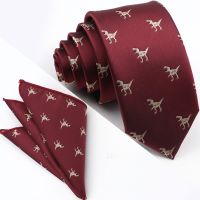 New Arrival Men 39;s Tie Set 6cm Slim Dinosaur Pet Insect Pattern Polyester Jacquard Woven Necktie Wedding Business Tie Accessories