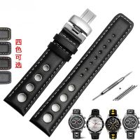 （A New Well Sell ） Durable Genuine Leather with Holes Watchband 20mm Black Soft White Thread Cow Strap Fit For Tissot PRS516 Watch Stock